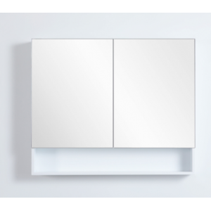 900 PVC Fremantle Matte White Mirror Cabinet With Undershelf